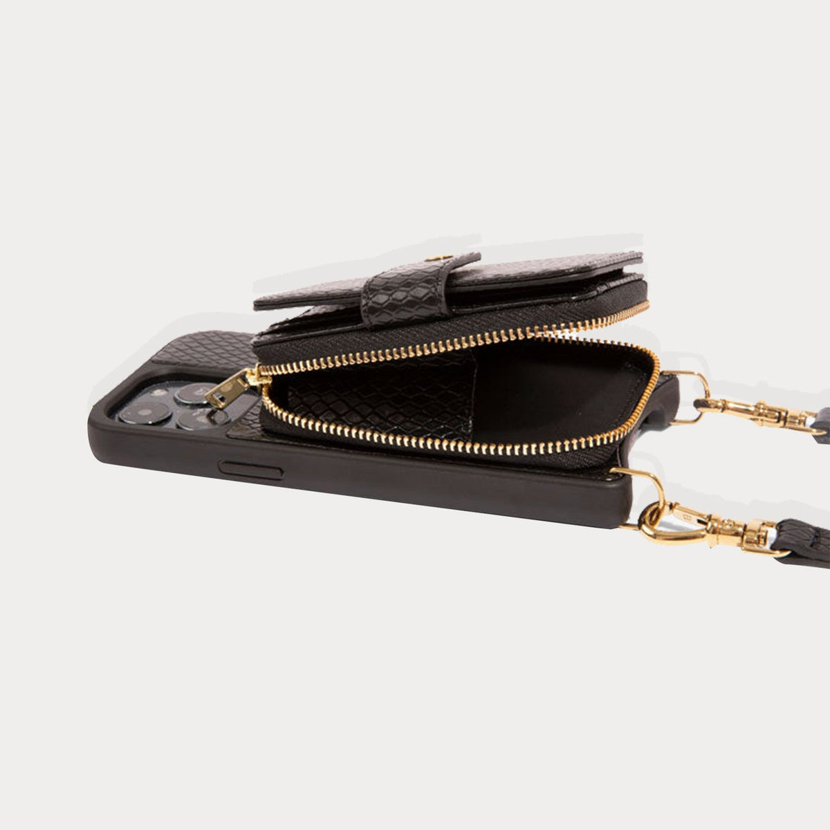 Emma Vanity Crossbody Bandolier Black Snake/Gold
