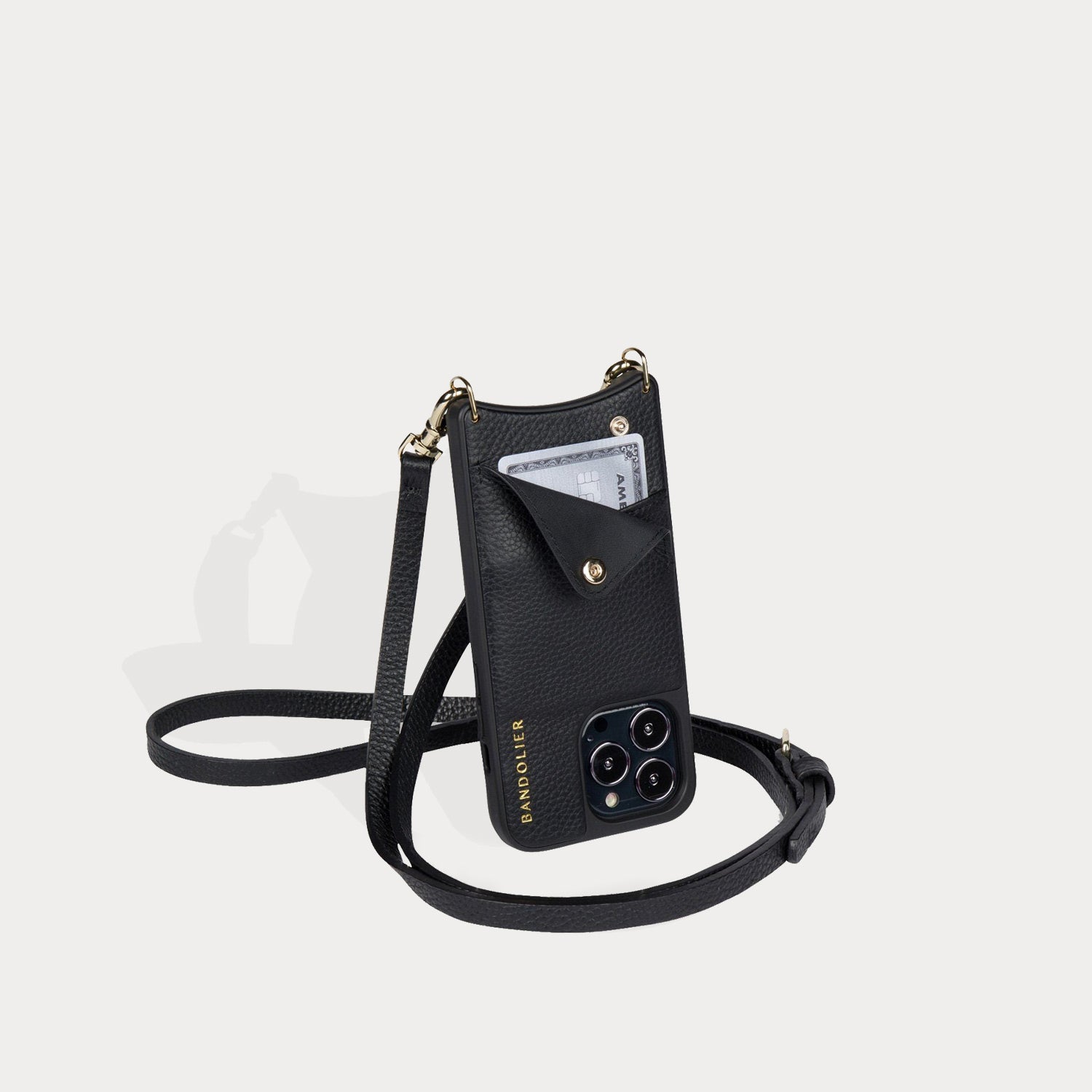 Emma Pebble Leather Bandolier Black/Gold