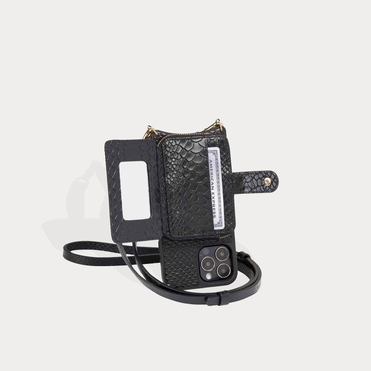 Emma Vanity Crossbody Bandolier Black Snake/Gold