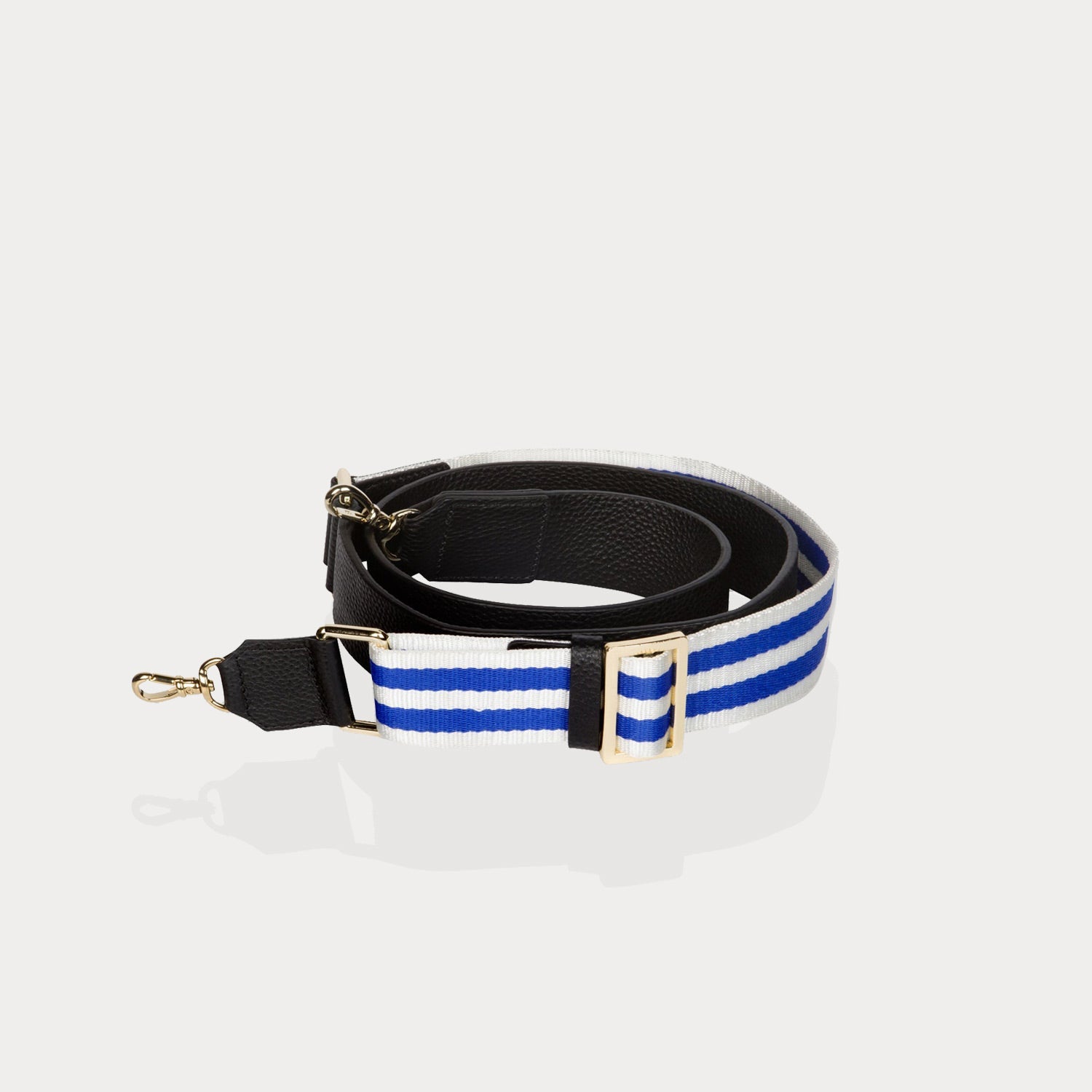 Skye Crossbody Strap in White/Blue/Gold | Genuine Leather | Bandolier Style