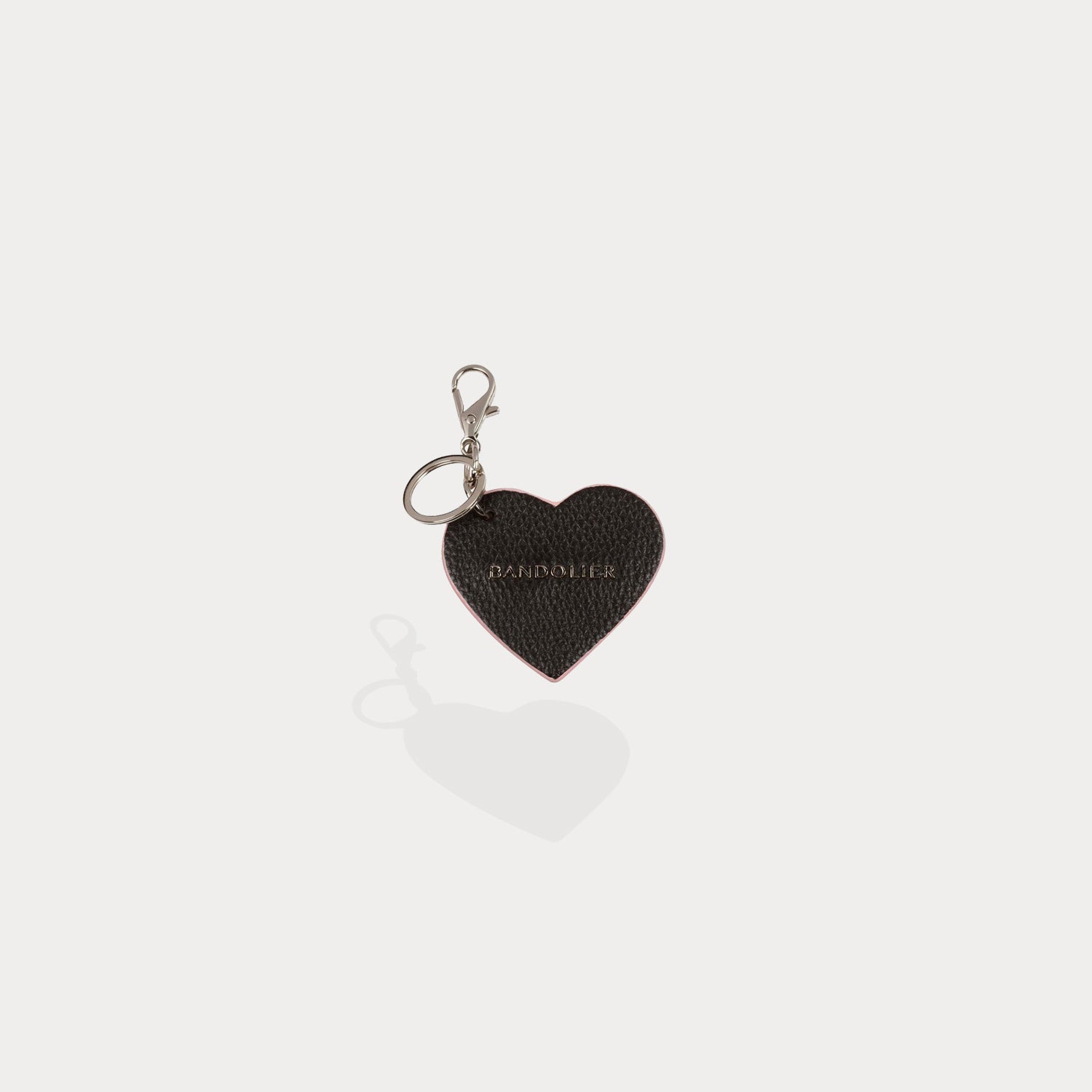 Heart shaped key chain made from Louis Vuitton canvas- red leather