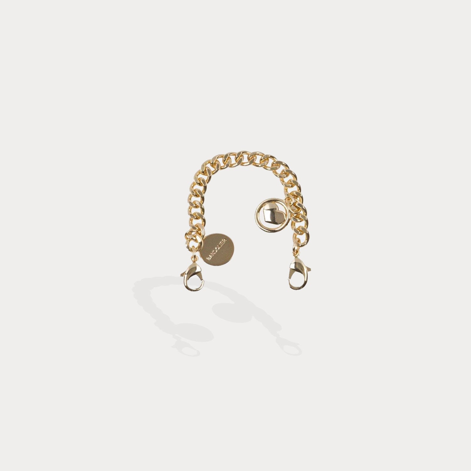 Wristlet Circle Heart Charm - Gold/Gold Strap Bandolier 