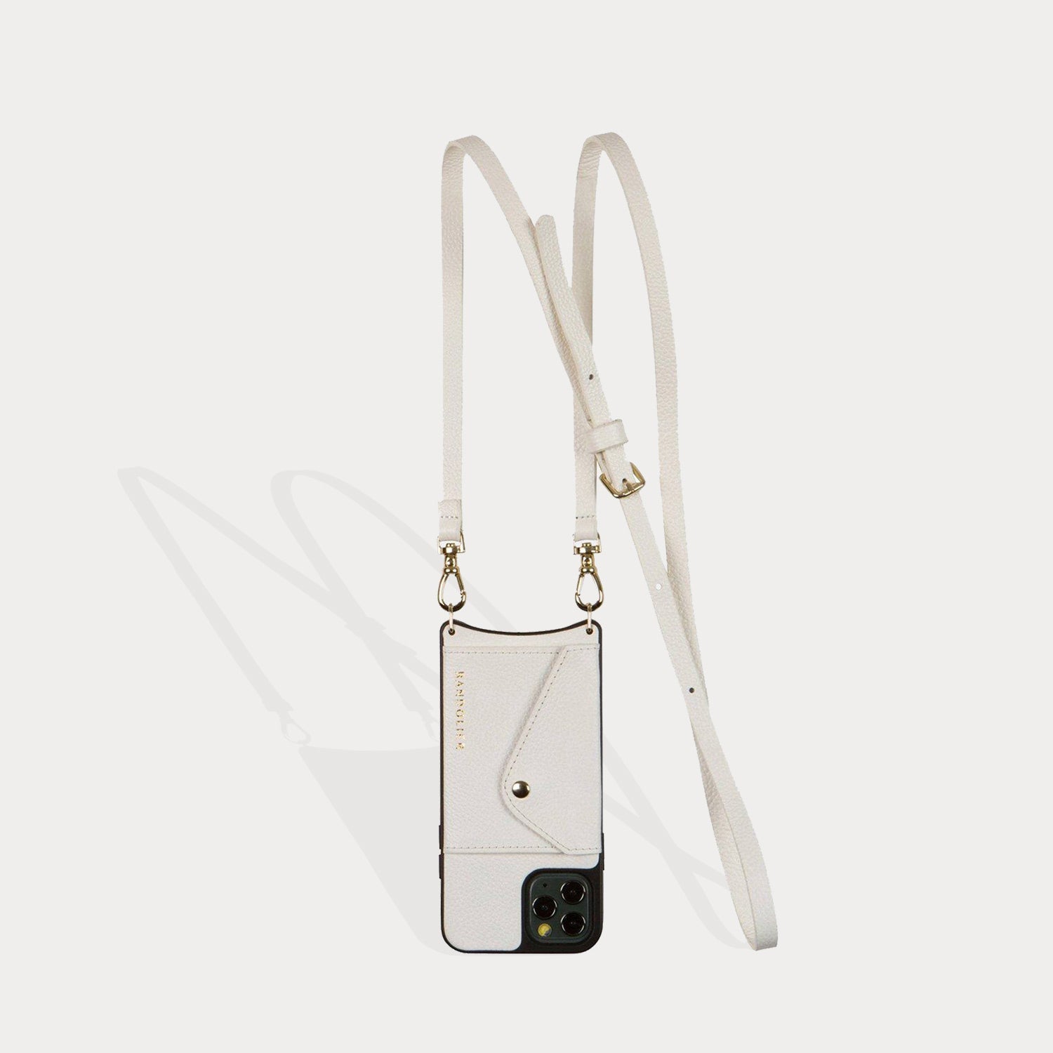 Pebble Leather Expanded Zip Pouch in Ivory/Gold | Bandolier Style