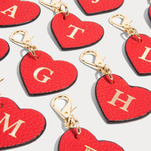 Heart Initial Charm - Red/Gold