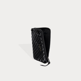 Pyramid Embossed Expanded Zip Pouch - Black Embossed/Pewter Accessories Bandolier 