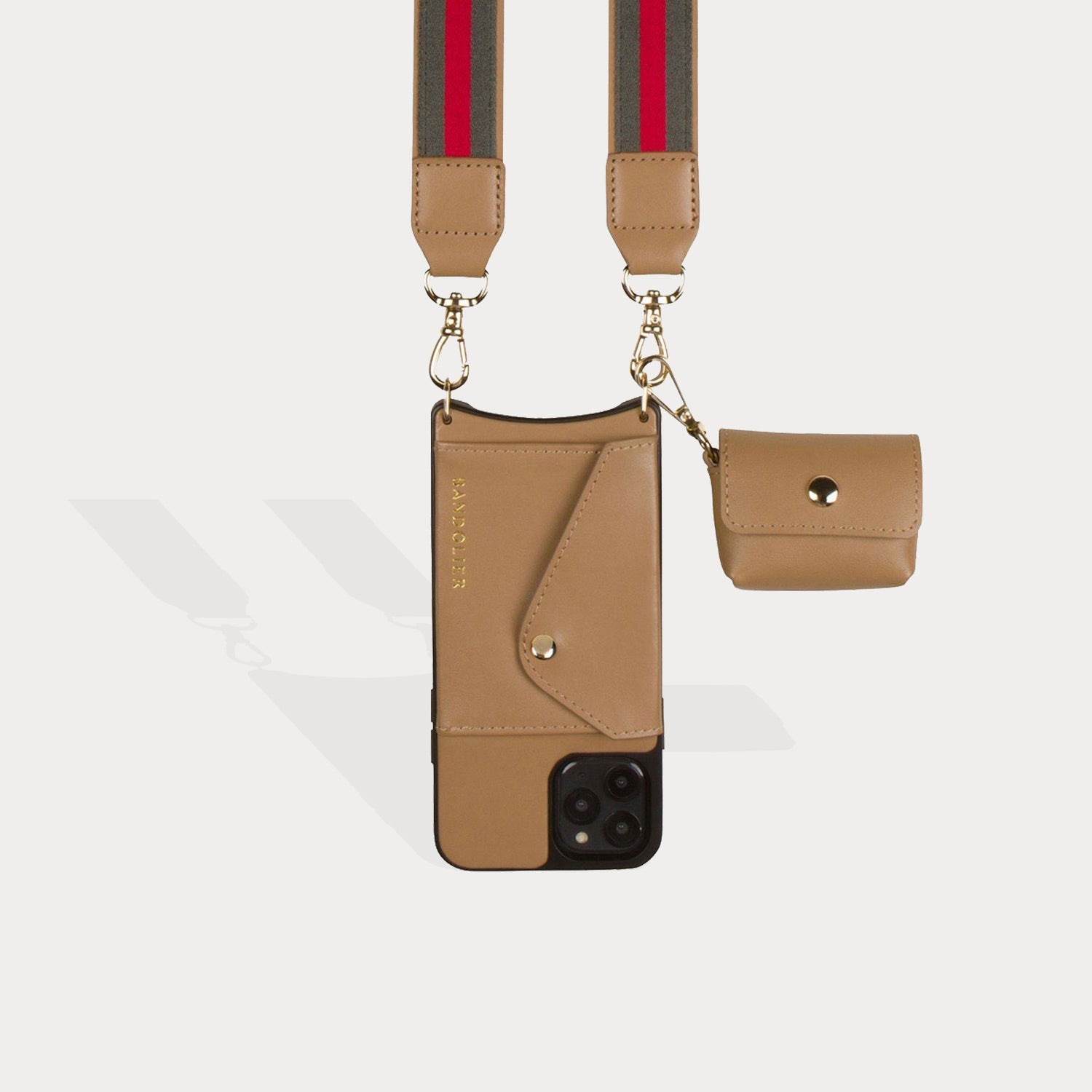 Avery AirPods Clip-On Pouch - Tan/Gold