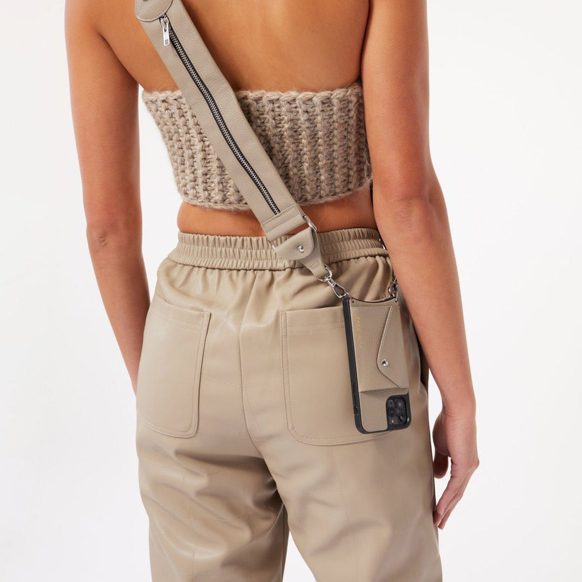 Billie Side Slot Bandolier Greige/ Silver