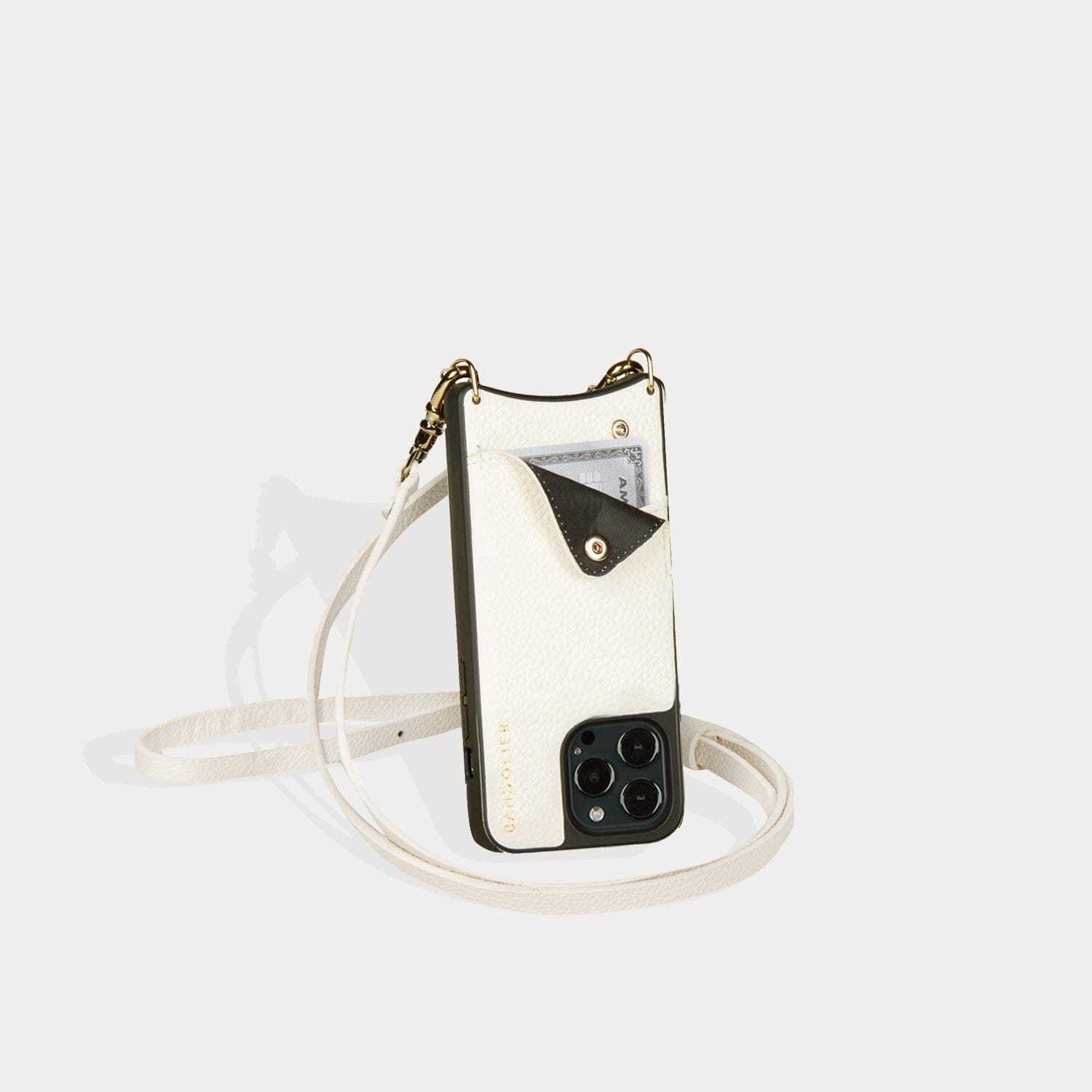 Emma Pebble Leather Crossbody Bandolier - Ivory/Gold Bandolier 