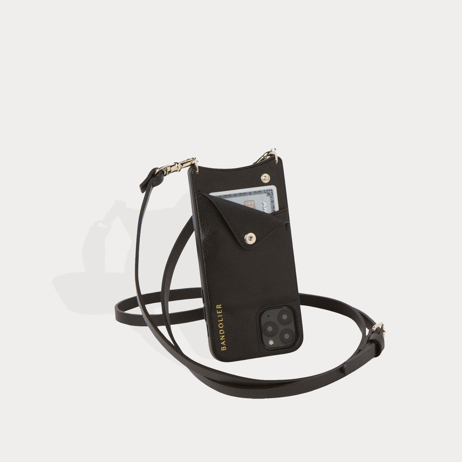 Emma Vegan Leather Crossbody Bandolier Vegan Black/Gold