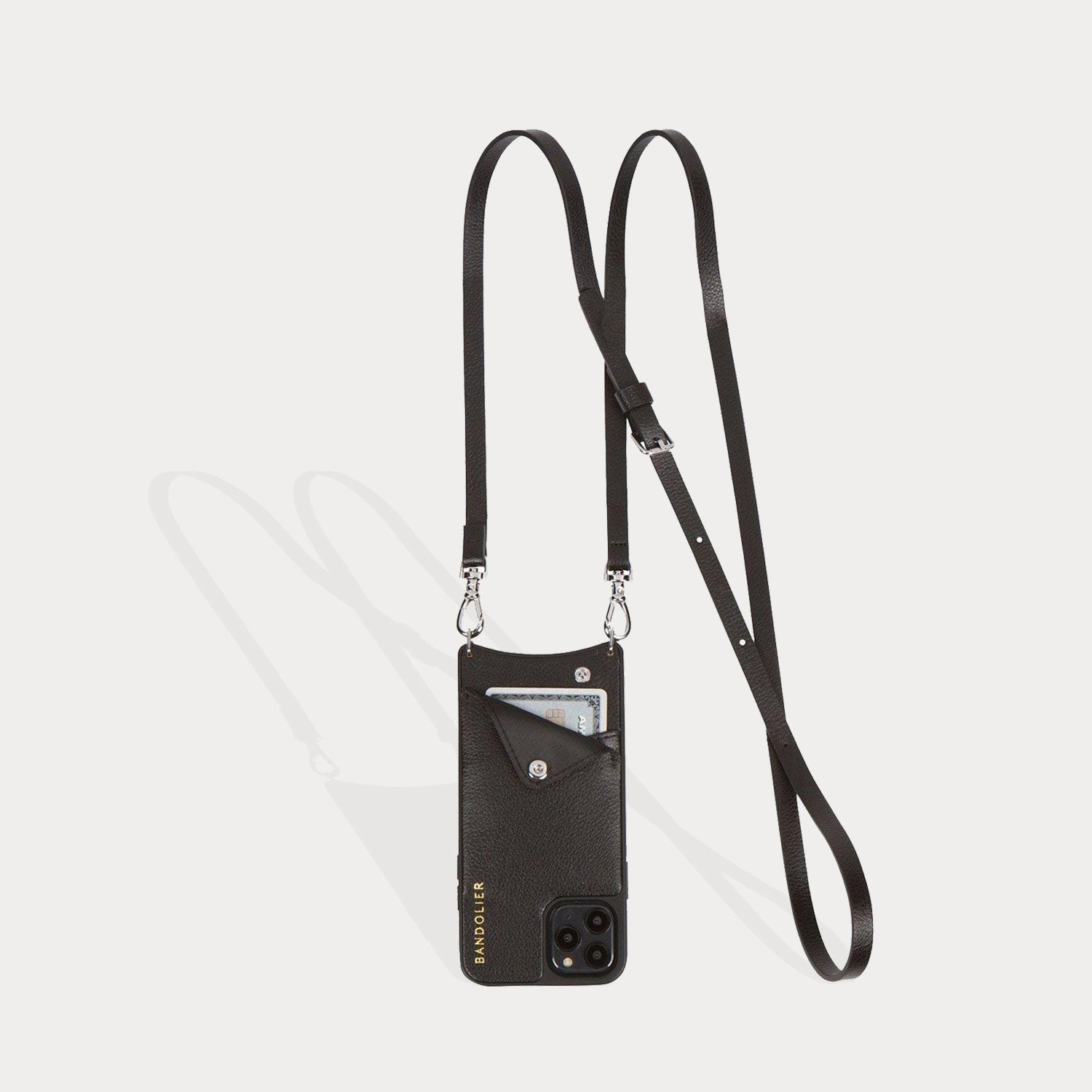 Emma Vegan Leather Crossbody Bandolier Vegan Black/Silver