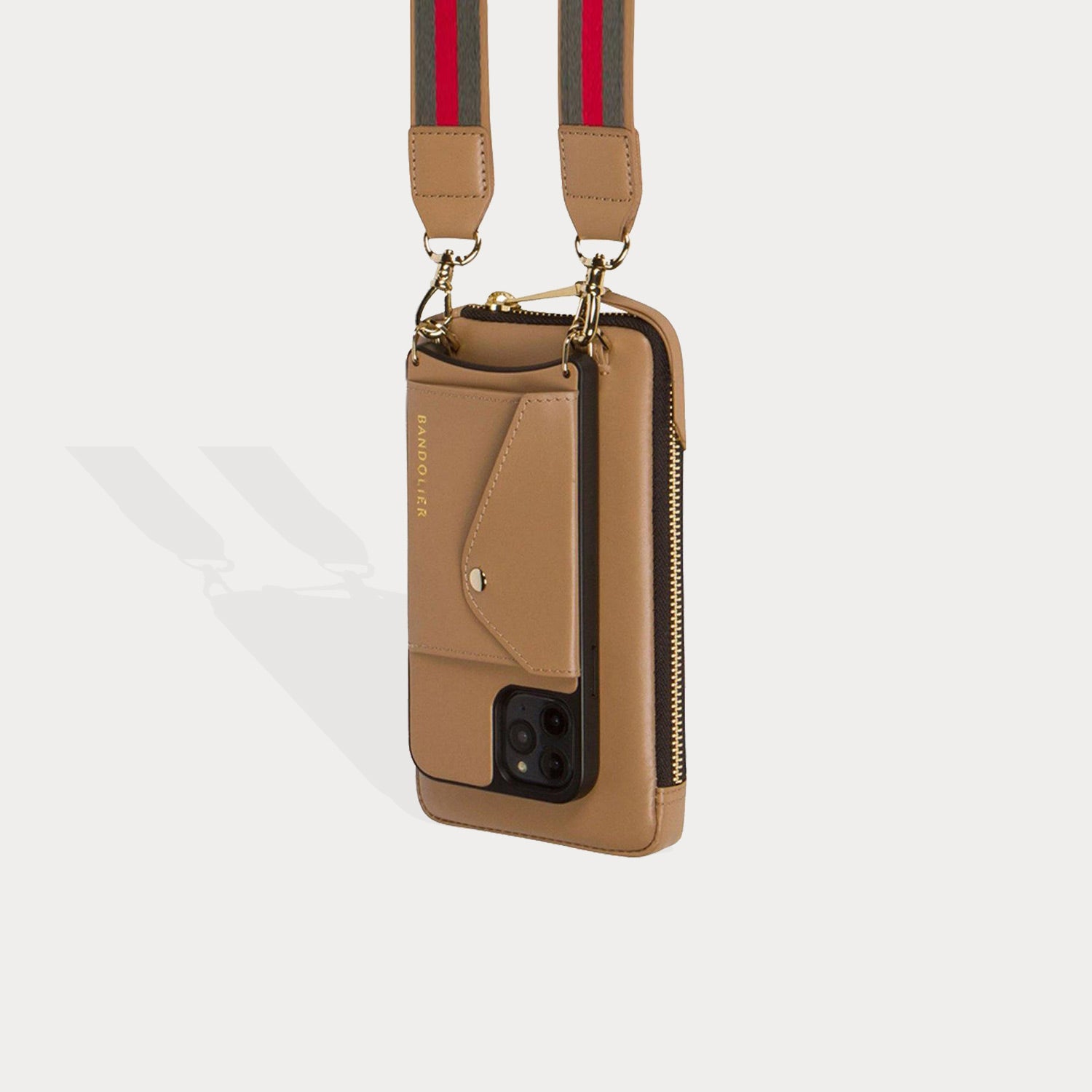 Smooth Leather Expanded Zip Pouch - Tan/Gold Pouch Bandolier 