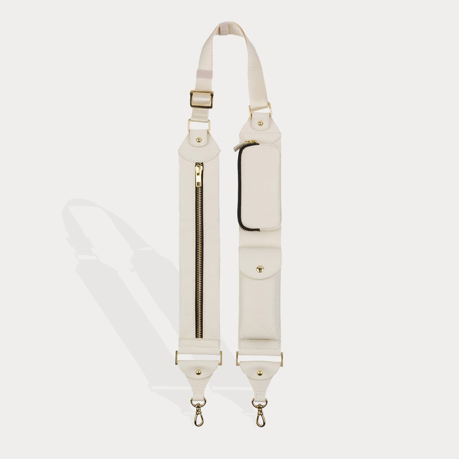 Billie Crossbody Utility Strap-Only in Ivory/Gold | Genuine Leather | Bandolier Style