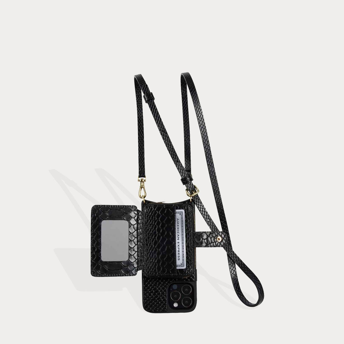 Emma Vanity Crossbody Bandolier Black Snake/Gold