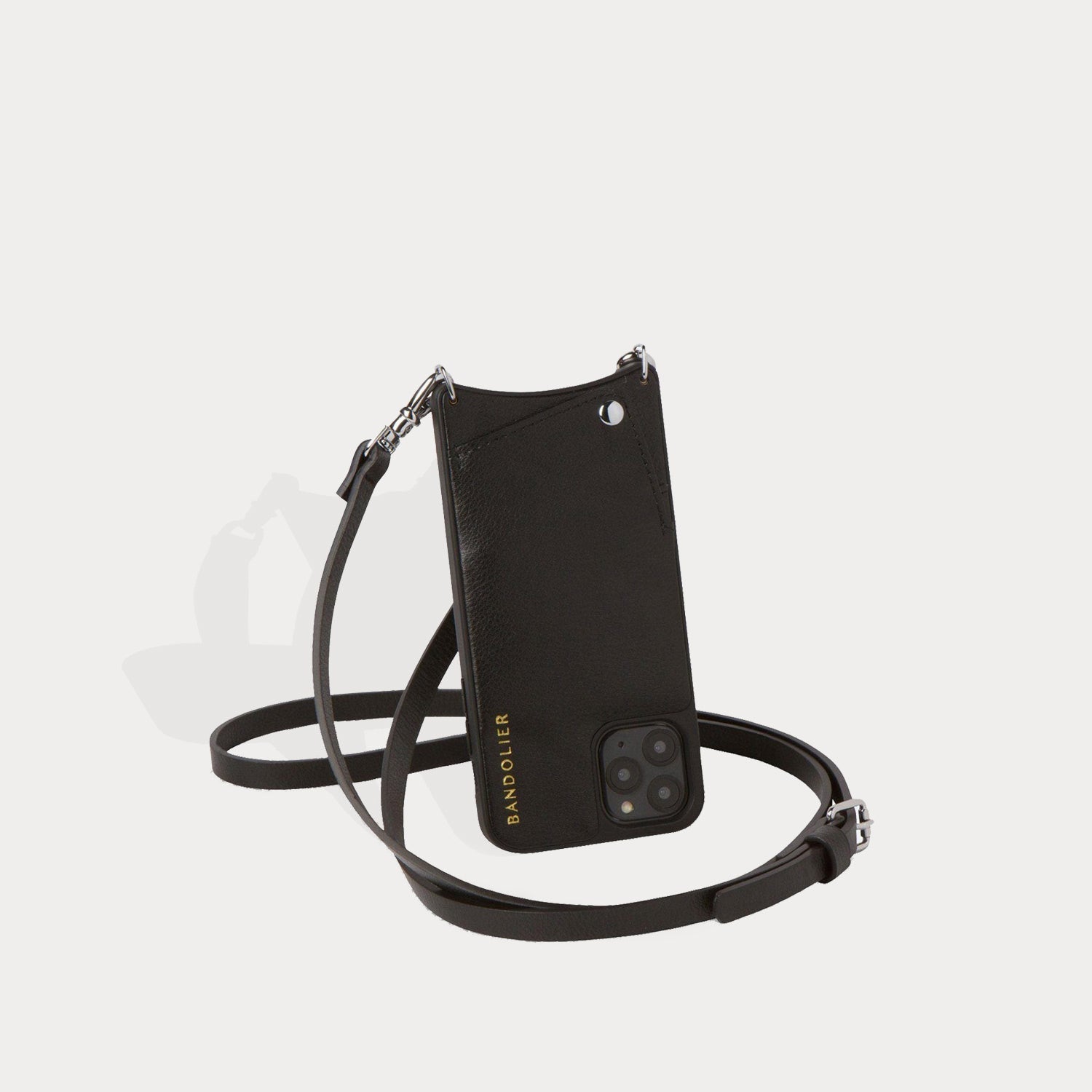 Emma Vegan Leather Crossbody Bandolier Vegan Black/Silver