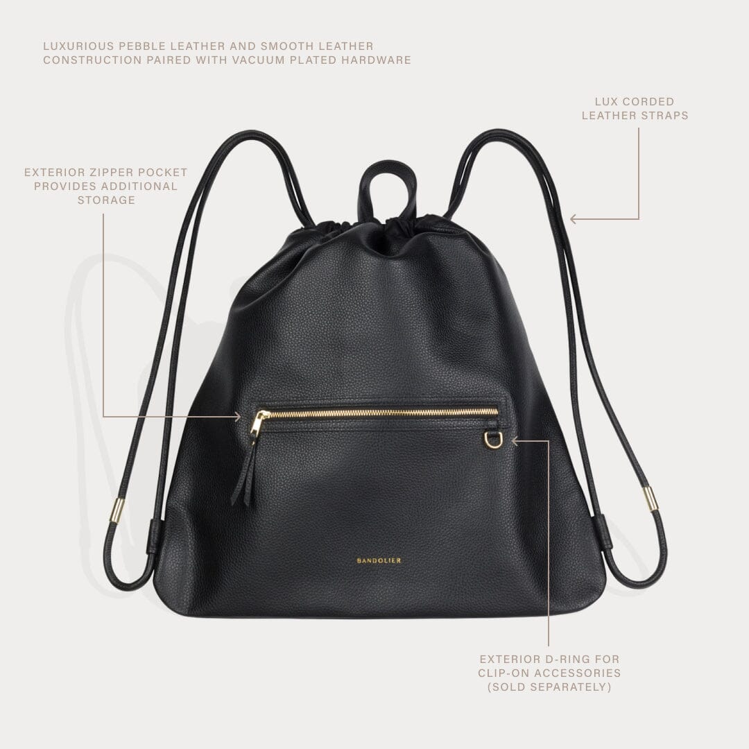 Longchamp Women's Zip Closer Gold Hardware Pockets Backpack Black