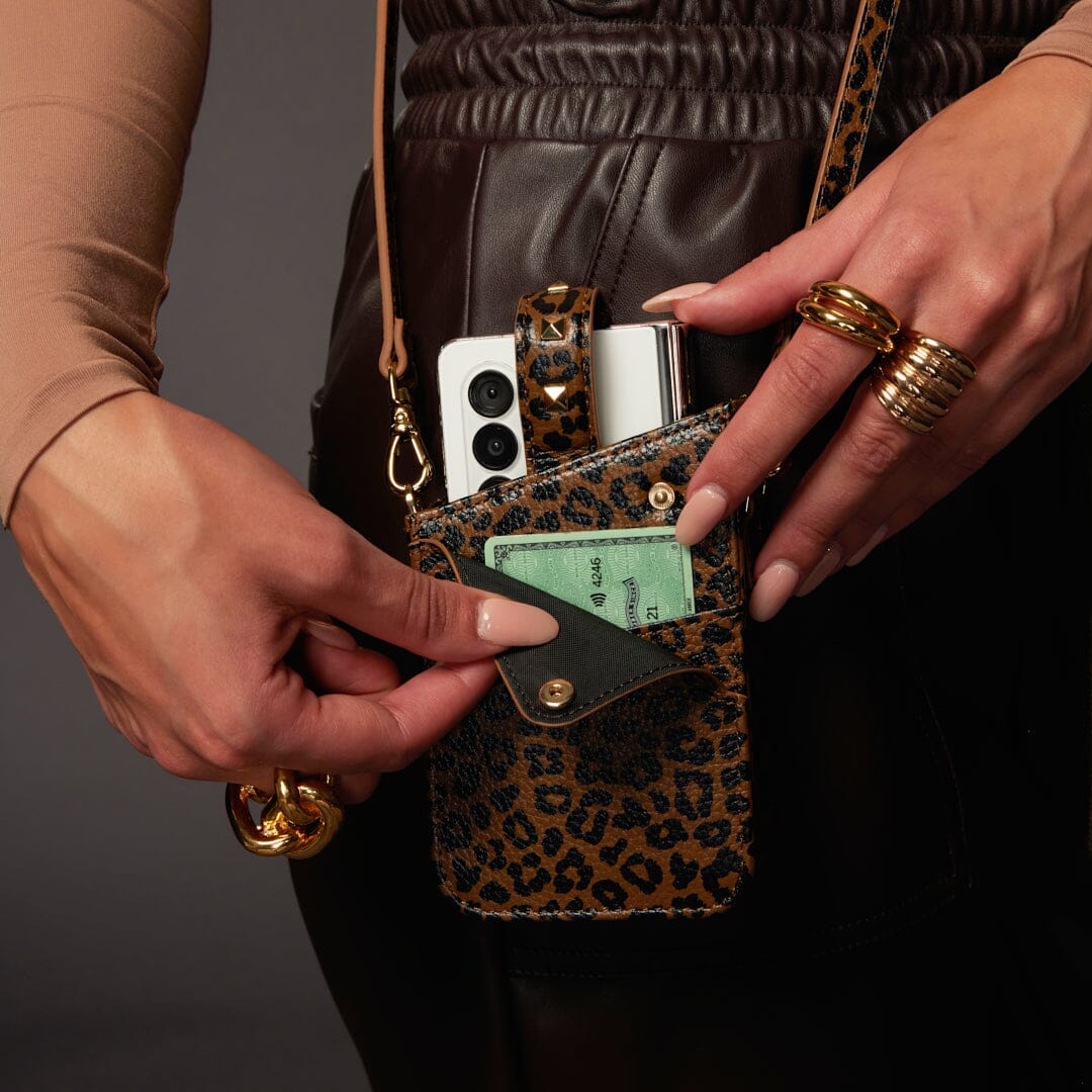 Emma Phone Pouch and Holster - Dark Leopard/Gold – Bandolier