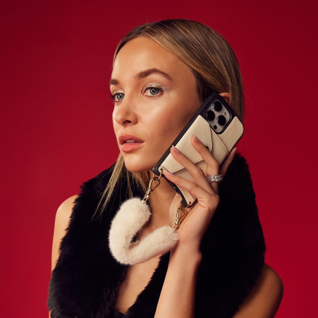 Norah Faux Fur Wristlet - Ivory/Gold – Bandolier