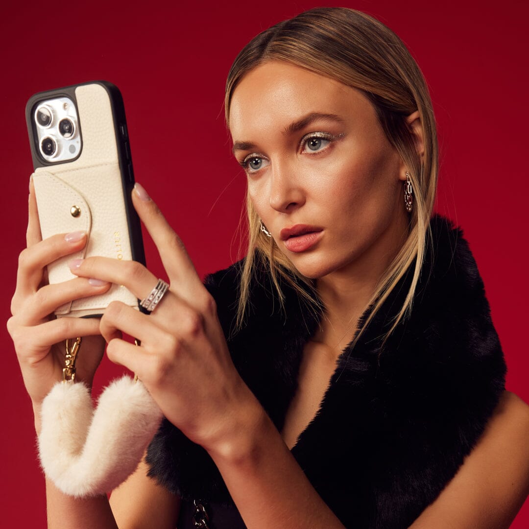 Norah Faux Fur Wristlet - Ivory/Gold – Bandolier