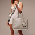 Tote Bag and Mini Round Pouch Set - Greige/Silver pack Bandolier 