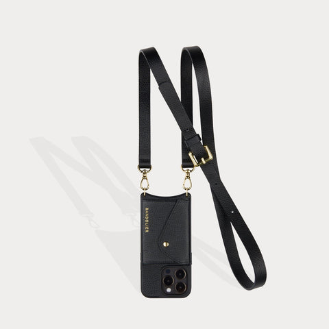 Avery AirPods Clip-On Pouch in Black/Gold | AirPods Regular | Genuine Leather | Bandolier Style