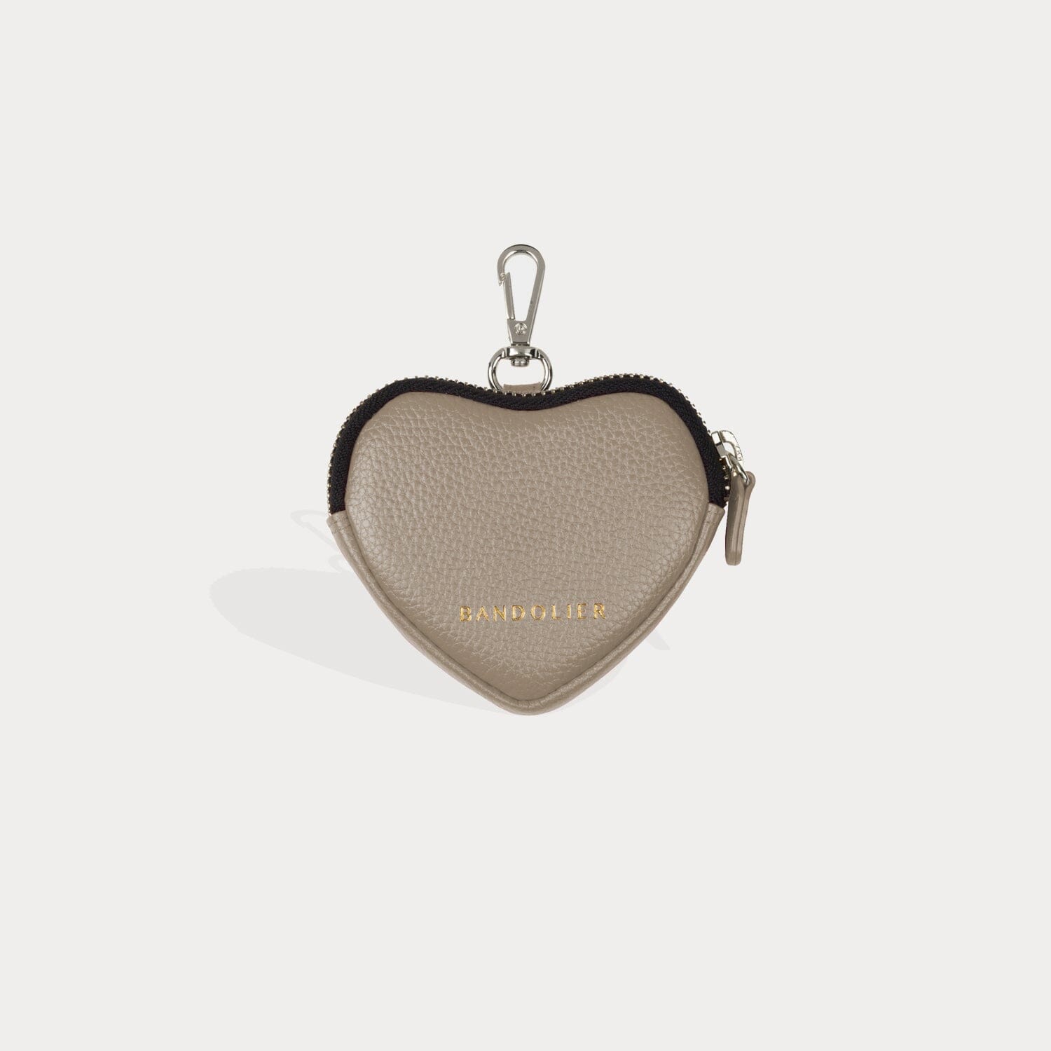 Mini Round Pouch in Greige/Silver | Genuine Leather | Bandolier Style