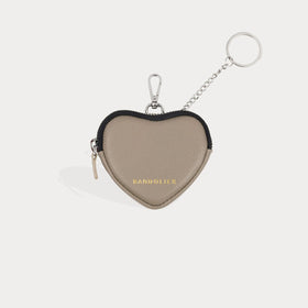 Mini Heart Pouch - Greige/Silver Fashion Pouch Bandolier 