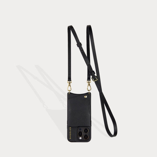 Emma Pebble Leather Crossbody Bandolier - Black/Gold Bandolier Core Bandolier 