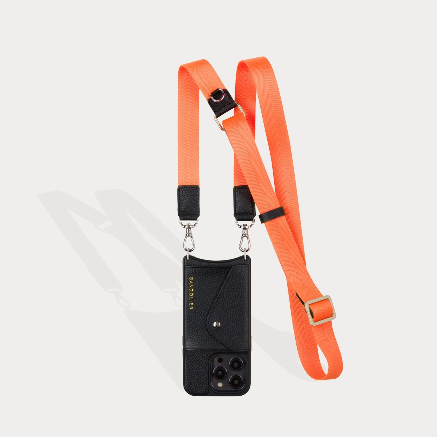 Bobby Nylon Adjustable Strap Only in Neon Orange/Silver | Genuine Leather | Bandolier Style
