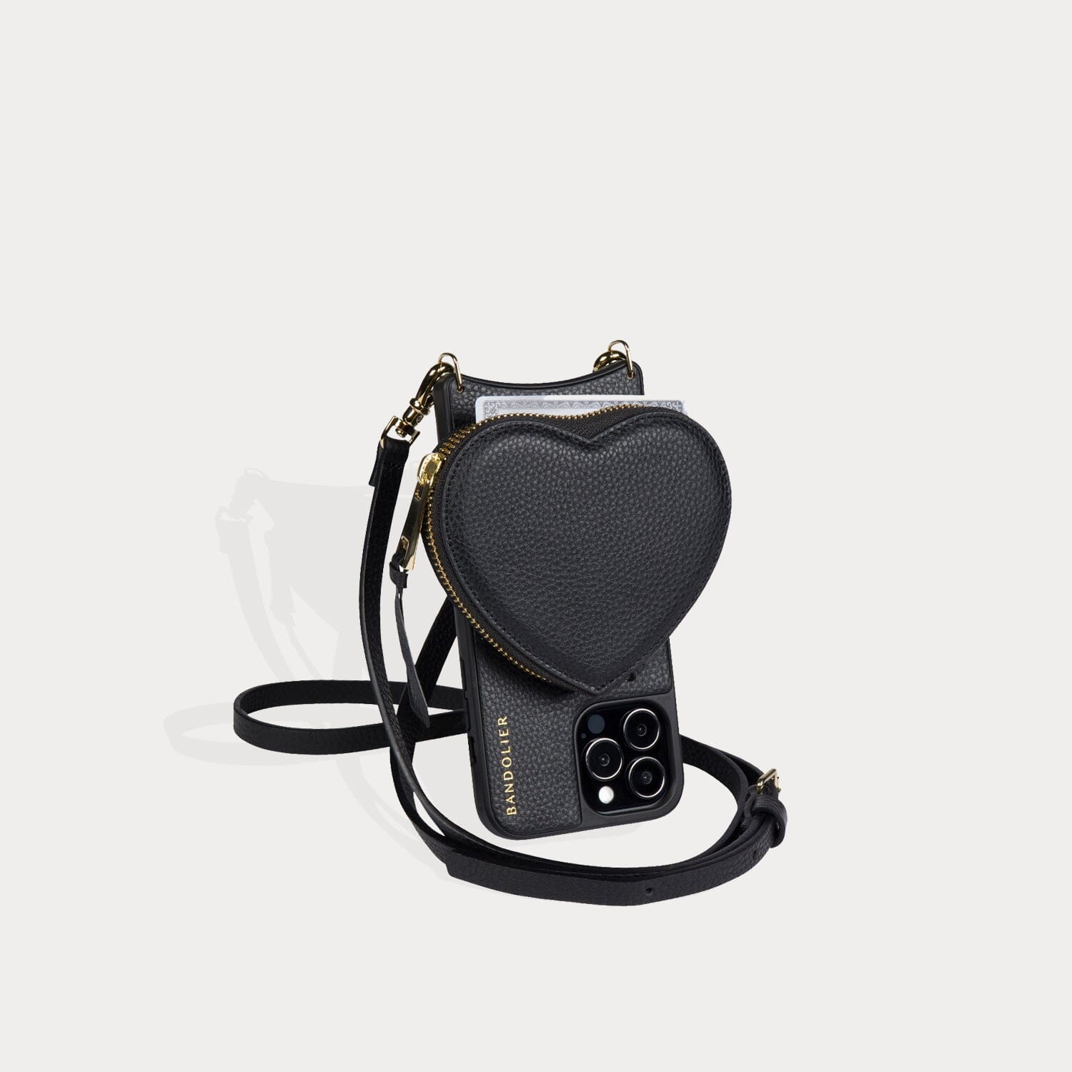 Willa Heart Crossbody Bandolier - Black/Gold