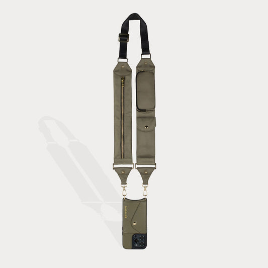 Billie Nylon Utility Crossbody with Case - Army Green/Gold Mobile Phone Cases Bandolier 