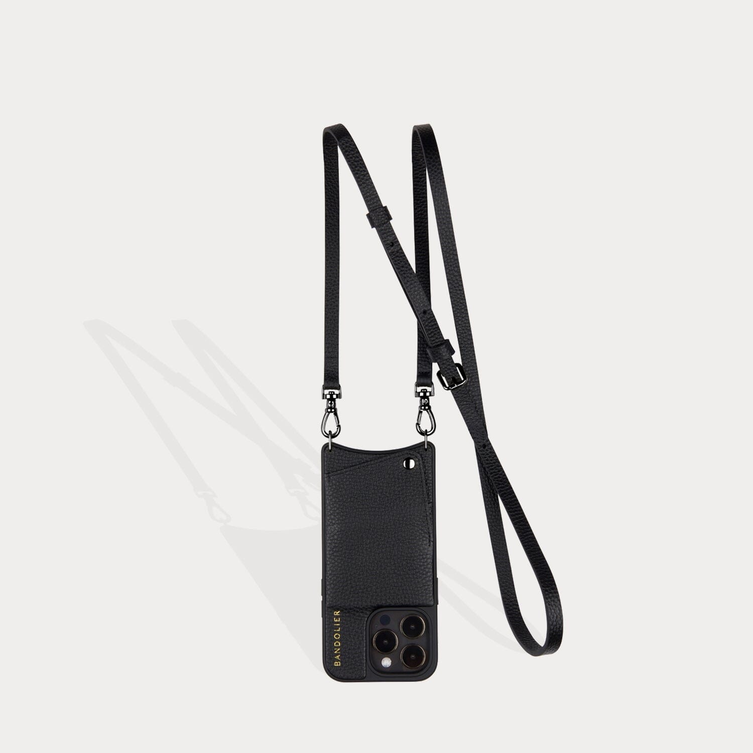 Effortlessly Chic iPhone 12 Crossbody Leather Case - Floater Black