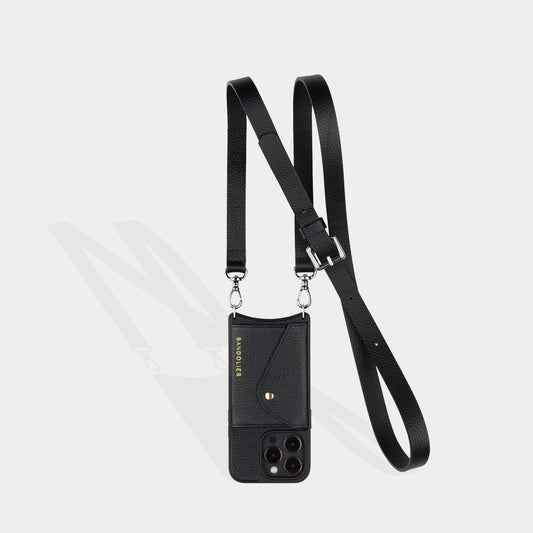 Hailey Side Slot Leather Crossbody Bandolier - Black/Silver Bandolier Core Bandolier 