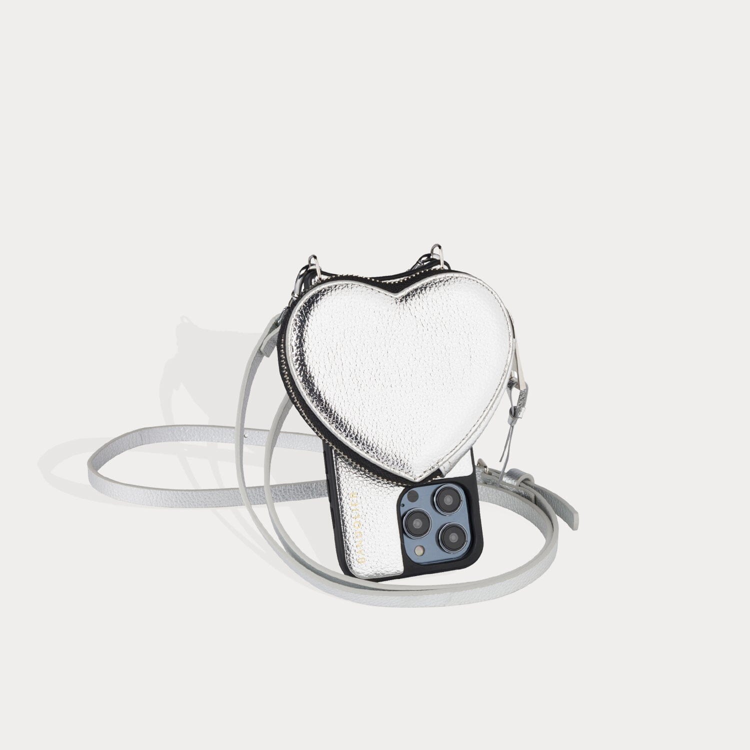 Willa Heart Pouch Bandolier - Silver/Silver