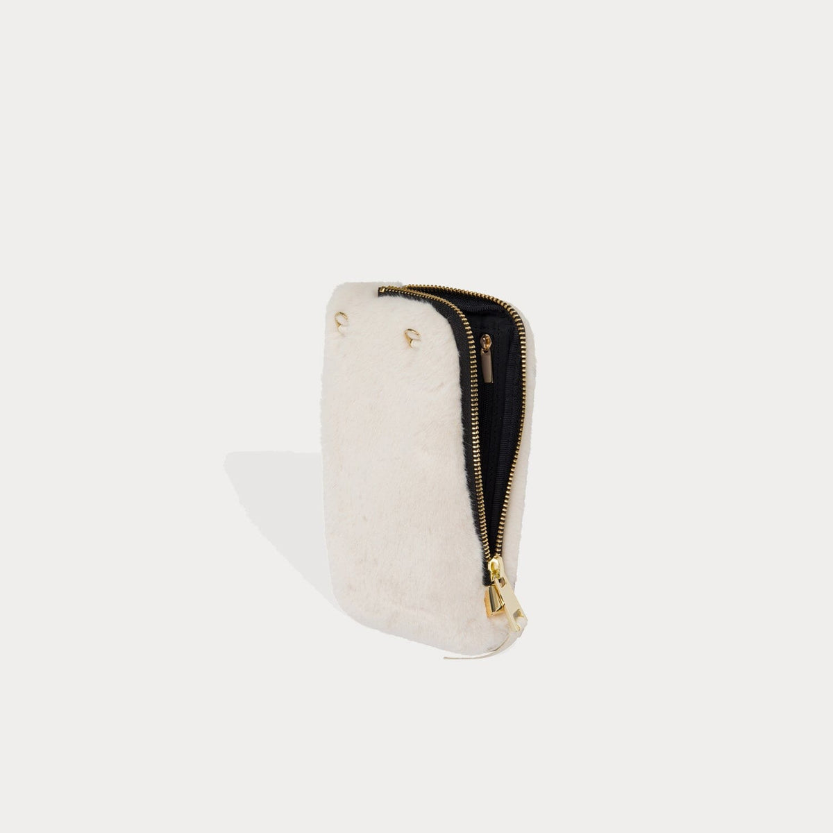 Faux Fur Expanded Pouch Ivory/Gold Bandolier