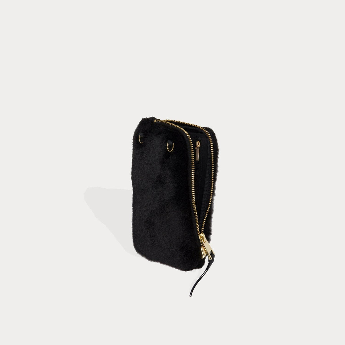 Faux Fur Expanded Pouch Black/Gold Bandolier