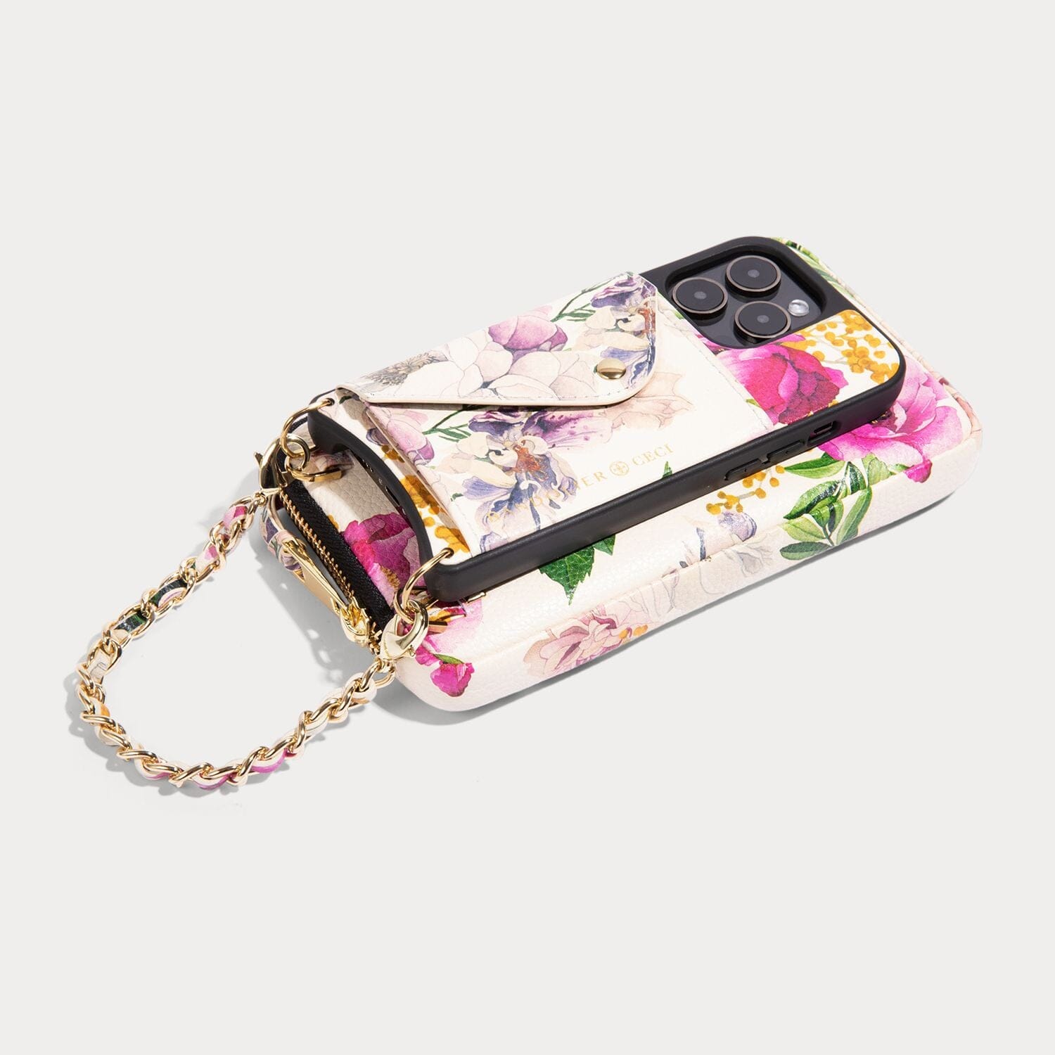 Expanded Zip Pouch - Ivory Floral/Gold Accessories Bandolier 