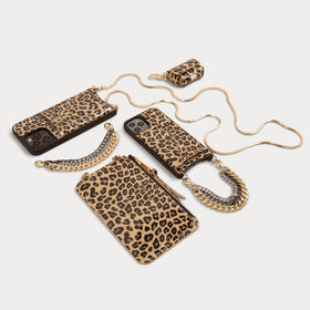 Vegan Leather Classic Pouch - Gold Leopard/Gold Accessories Bandolier 